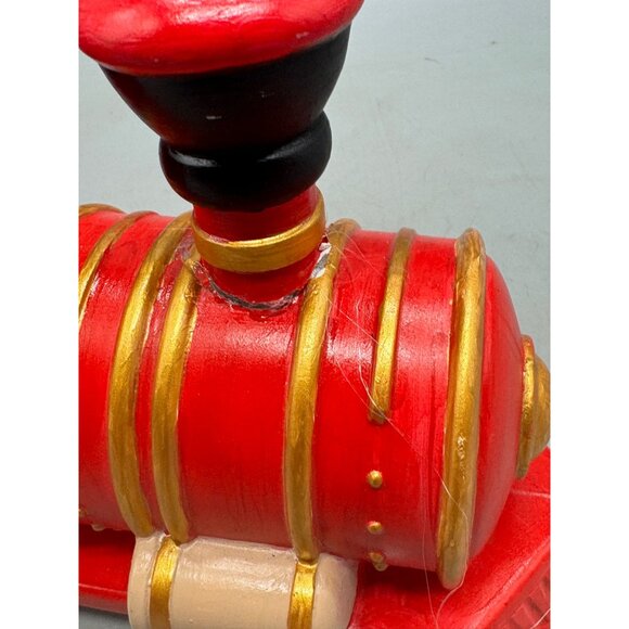 Hand-Painted Christmas decor figurine Train ceramic bear stocking red gold READ - Picture 11 of 12